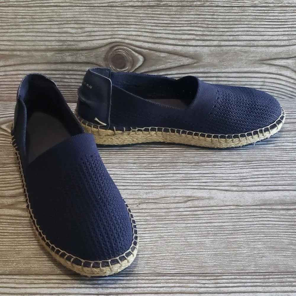 🌵Cole Haan 6.5 navy blue mesh canvas loafers espadrilles